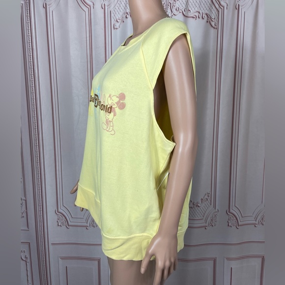Disney mickey mouse ice cream summer sleeveless cropped yellow tank top 2X 3X - Picture 4 of 12